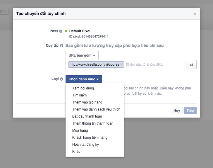 Hướng dẫn sử dụng Chuyển đổi tùy chỉnh để theo dõi quảng cáo Facebook